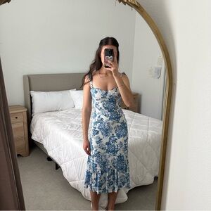 XSOLDX Reformation blue floral midi dress size 4 small